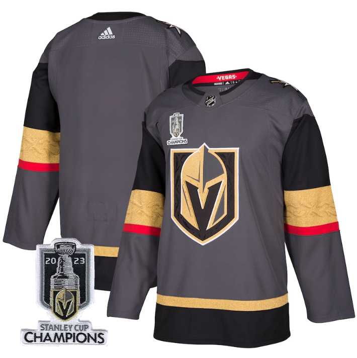 Men%27s Vegas Golden Knights Blank Gray 2023 Stanley Cup Champions Stitched Jersey